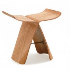 Tabouret en bois de frêne design papillon