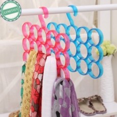 Home Storage Racks Hanger Scarf Organizer Belt Tie Storage Plastic Rack Ring Rope Slots Holder Hoo