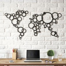 Metal wall art World Map Circle