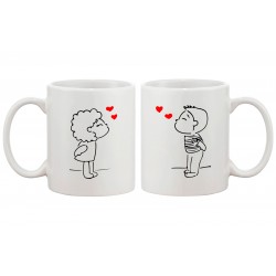 Set de 2 mugs personnalisés - Couple amoureux - Bisous