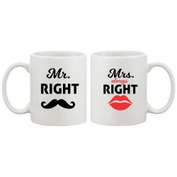 Set de 2 mugs personnalisés - Couple amoureux - Mr right & mrs always right