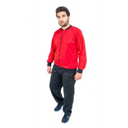 survêtement satin mixte - rouge-noir