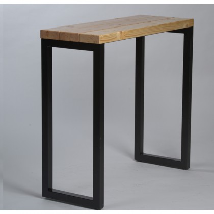 Table haute industrielle 140x60 en métal et teck foncé Kasper