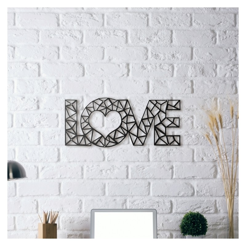 Metal wall art Love Couleur Gris
