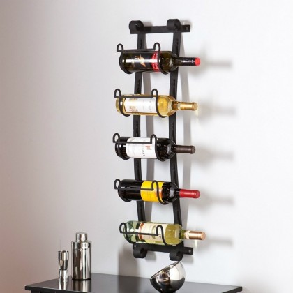 Metal Wall Mount Wine Rack 22x10x106cm Wine Holder Couleur Noir