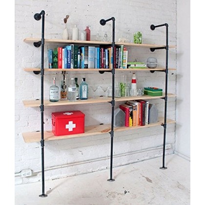 Industrial Pipe Bookcase Shelf Standing Book Shelves Storage Multi