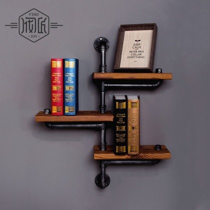 Wood Size 30 13 5cm American Retro Iron Pipe Racks Solid Wood Shelf Bookcase Shelves Display Industrial Pipes Shelves Racks