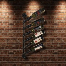 IKayaa Industrial 6 Bottle Wall Mount Wine Rack Metal Hanging Bottle Holder US 